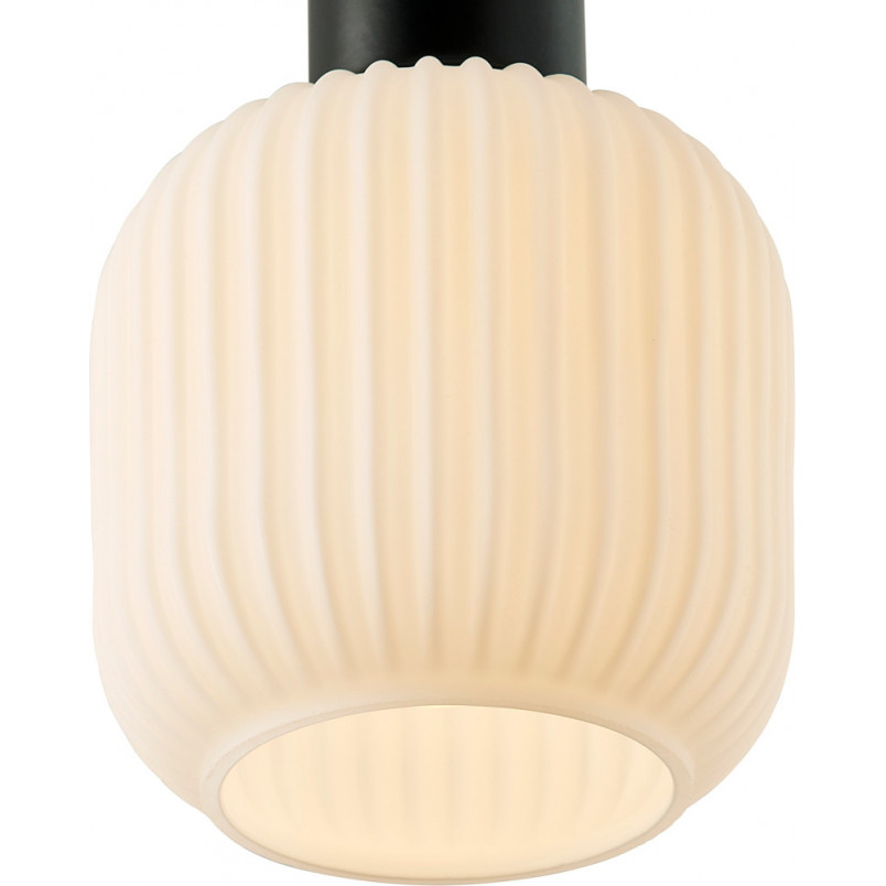 Lampa szklana z ryflowanym kloszem Milford Mini 15cm biały / czarny Nordlux