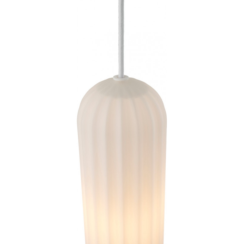 Lampa wisząca szklana z ryflowanym kloszem Miella 10cm biała Nordlux