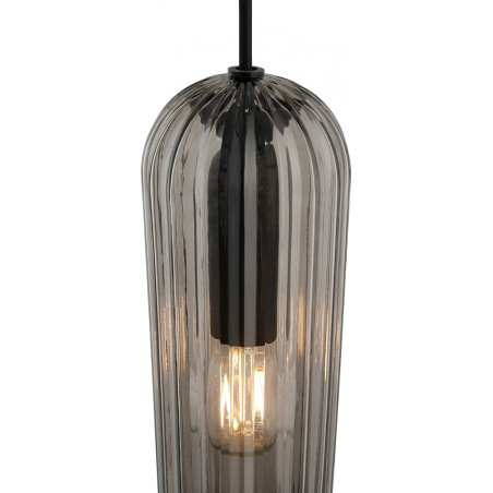 Lampa wisząca szklana z ryflowanym kloszem Miella 10cm szkło dymione Nordlux