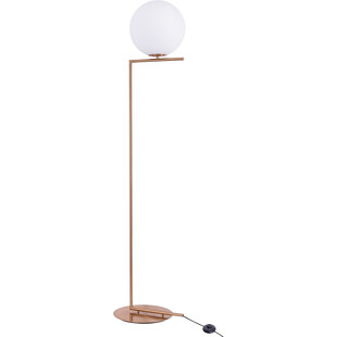Lampa podłogowa szklana kula Solaris Biało Mosiężna marki Step Into Design