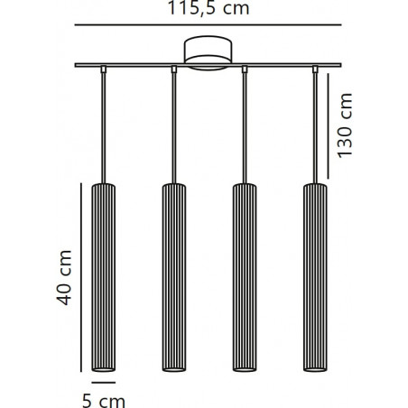 Lampa wiszące tuby ryflowane Vico IV 115,5cm czarna Nordlux