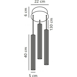 Lampa wiszące tuby ryflowane Vico III 22cm czarna Nordlux