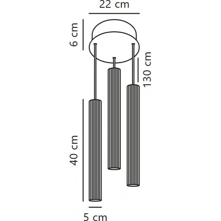 Lampa wiszące tuby ryflowane Vico III 22cm czarna Nordlux