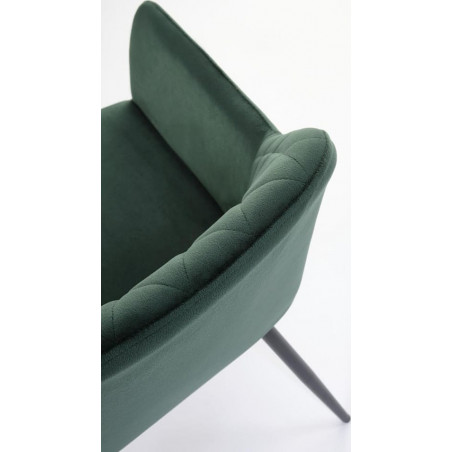 Krzesło welurowe z podłokietnikami K558 ciemny zielony Halmar