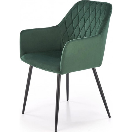 Krzesło welurowe z podłokietnikami K558 ciemny zielony Halmar