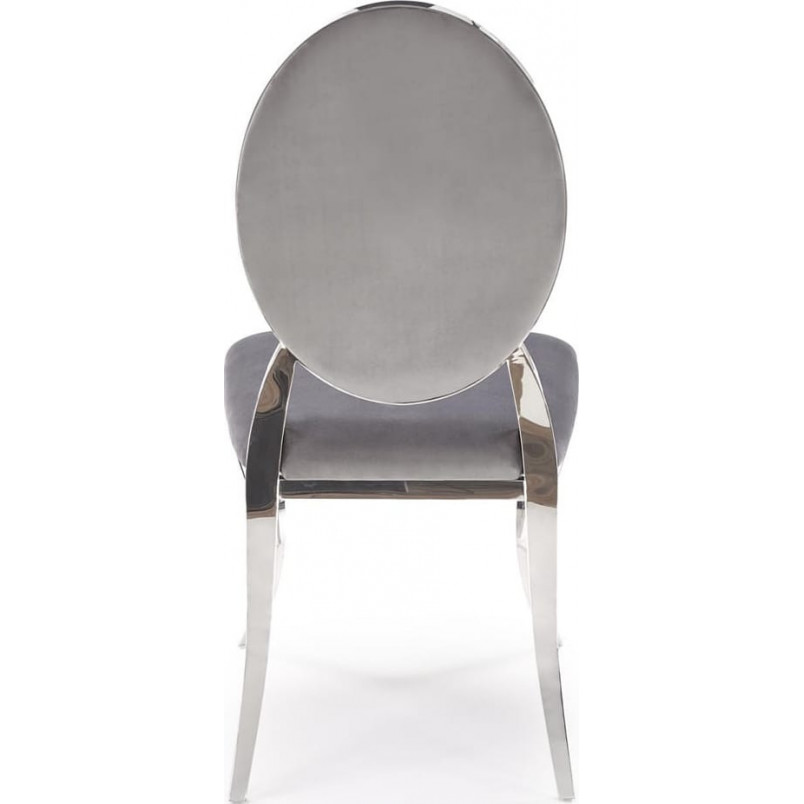 Krzesło welurowe z pikowanym oparciem K555 popielaty / srebrny Halmar