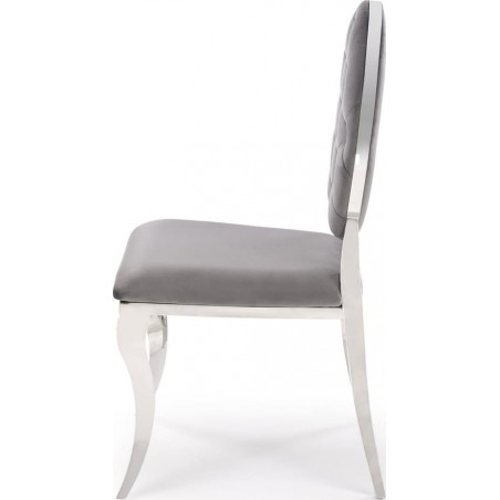 Krzesło welurowe z pikowanym oparciem K555 popielaty / srebrny Halmar