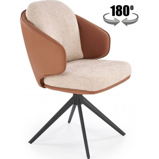 Krzesło tapicerowane z obrotowym siedziskiem K554 brązowy / beż Halmar