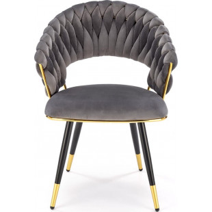 Krzesło welurowe muszelka ze złotymi nogami K551 szare Halmar