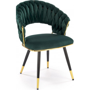 Krzesło welurowe muszelka ze złotymi nogami K551 ciemny zielony Halmar