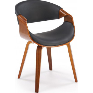 Krzesło drewniane z ekoskóry K544 czarny / orzechowy Halmar