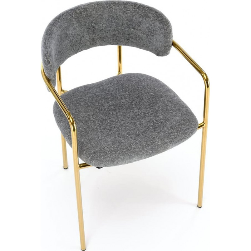 Krzesło tapicerowane ze złotymi nogami K537 popiel Halmar