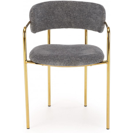 Krzesło tapicerowane ze złotymi nogami K537 popiel Halmar