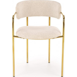 Krzesło tapicerowane ze złotymi nogami K537 kremowe Halmar