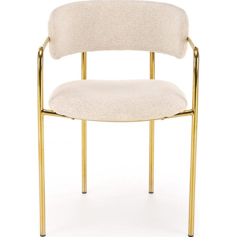 Krzesło tapicerowane ze złotymi nogami K537 kremowe Halmar