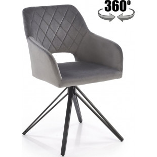 Krzesło welurowe z obrotowym siedziskiem K535 popiel Halmar