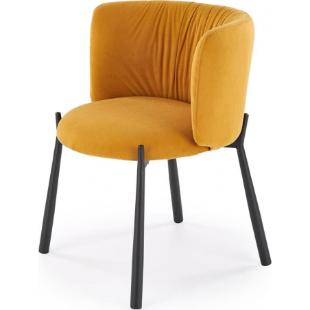 Krzesło welurowe z okrągłym siedziskiem K531 musztardowe Halmar