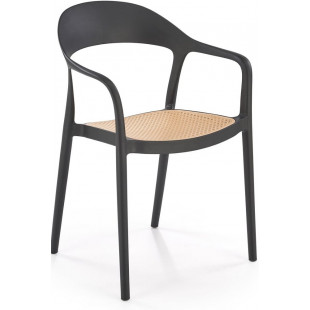 Krzesło z tworzywa boho K530 czarny / naturalny Halmar