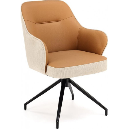 Krzesło obrotowe z ekoskóry K527 brązowy / beż Halmar