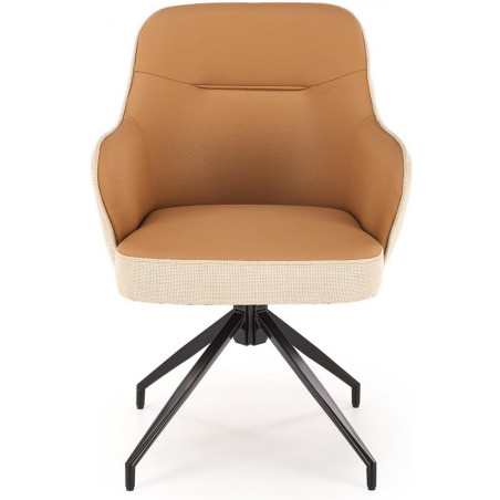 Krzesło obrotowe z ekoskóry K527 brązowy / beż Halmar