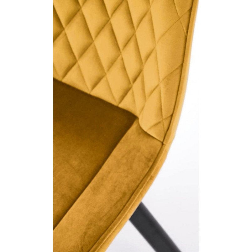 Krzesło welurowe z pikowanym oparciem K520 musztardowe Halmar
