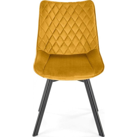 Krzesło welurowe z pikowanym oparciem K520 musztardowe Halmar
