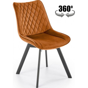 Krzesło welurowe z pikowanym oparciem K520 cynamonowe Halmar
