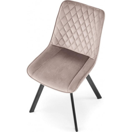 Krzesło welurowe z pikowanym oparciem K520 beżowe Halmar