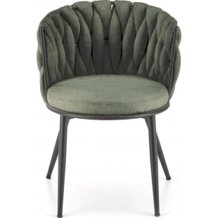 Krzesło tapicerowane z plecionym oparciem K516 oliwkowe Halmar