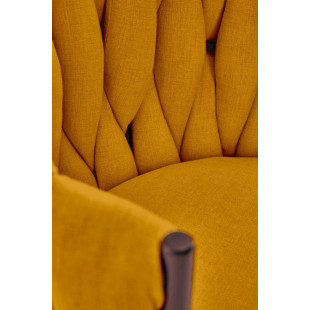 Krzesło tapicerowane z plecionym oparciem K516 musztardowe Halmar
