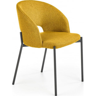 Krzesło tapicerowane "muszelka" z podłokietnikami K373 musztardowe Halmar