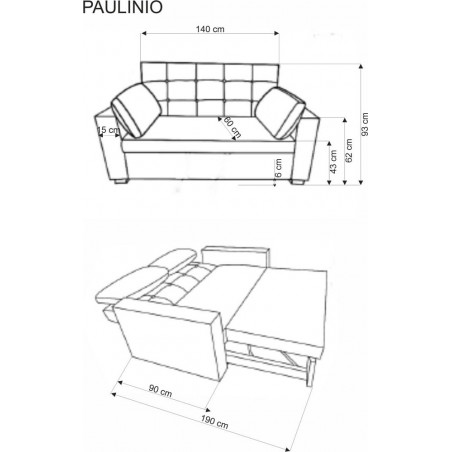 Sofa rozkładana tapicerowana Paulinio 170cm popiel Halmar