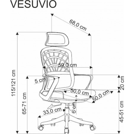 Fotel biurowy z zagłówkiem Vesuvio czarny Halmar