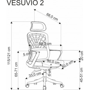 Fotel biurowy z zagłówkiem Vesuvio II popiel / biały Halmar