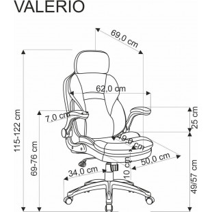Fotel biurowy tapicerowany z zagłówkiem Valerio czarny / popielaty Halmar
