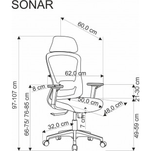 Fotel biurkowy z regulacją Sonar czarny / siatka Halmar