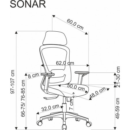 Fotel biurkowy z regulacją Sonar czarny / siatka Halmar