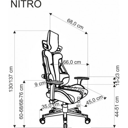 Fotel komputerowy z regulacją ekoskóra Nitro II czarny / czerwony Halmar