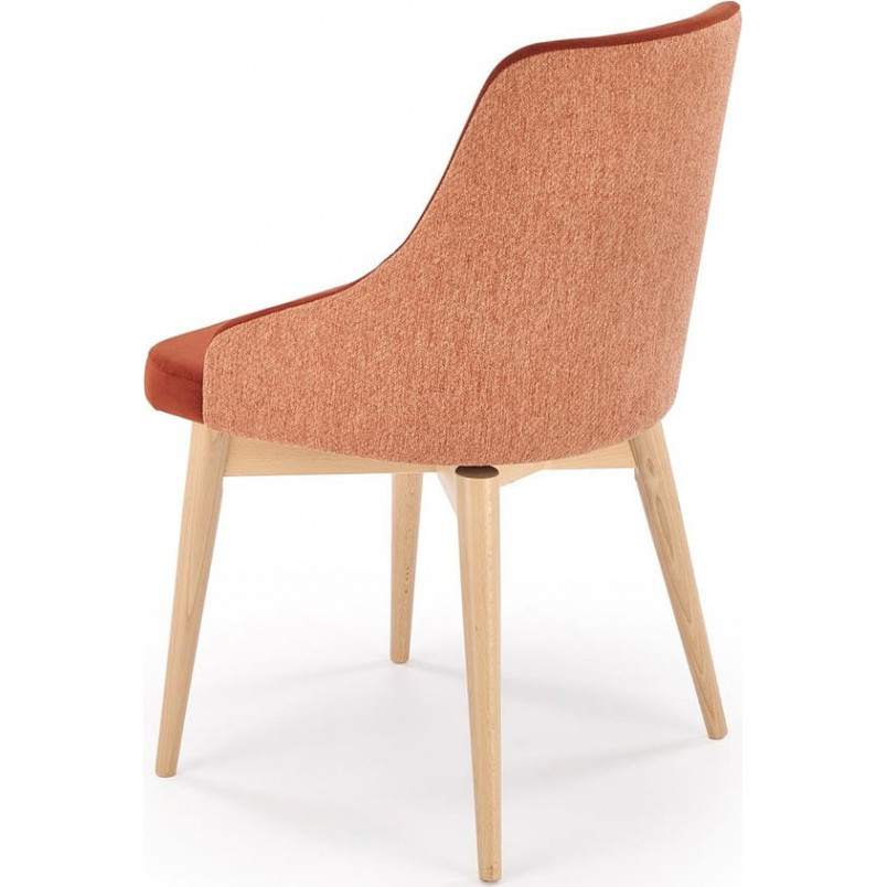 Krzesło tapicerowane z obrotowym siedziskiem Malaga cynamonowy / buk Halmar