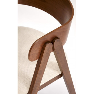 Krzesło drewniane tapicerowane K562 orzech / jasny beż Halmar