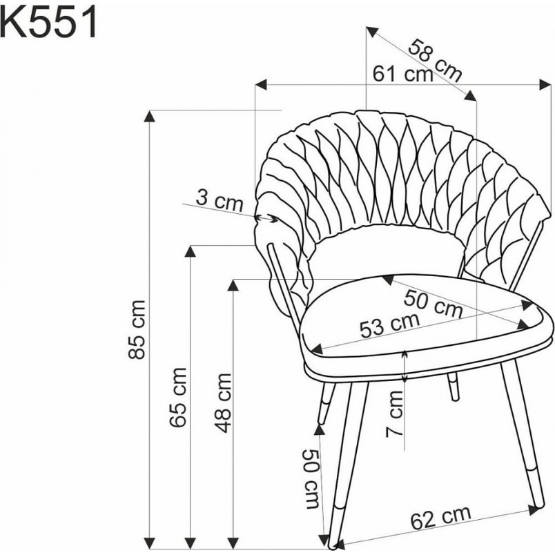 Krzesło welurowe muszelka ze złotymi nogami K551 szare Halmar