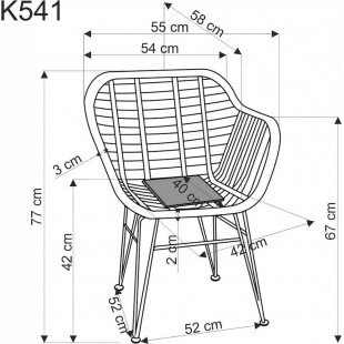 Krzesło rattanowe z poduszką K541 naturalny / popiel Halmar