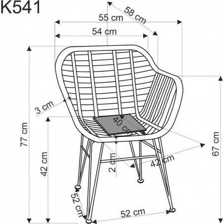Krzesło rattanowe z poduszką K541 naturalny / popiel Halmar