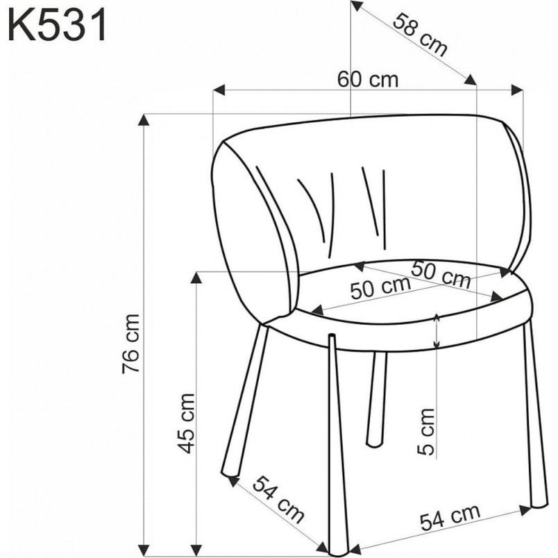 Krzesło welurowe z okrągłym siedziskiem K531 popiel Halmar