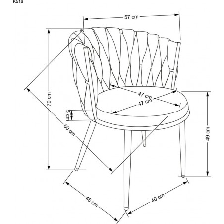 Krzesło tapicerowane z plecionym oparciem K516 oliwkowe Halmar