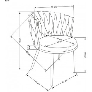 Krzesło tapicerowane z plecionym oparciem K516 musztardowe Halmar
