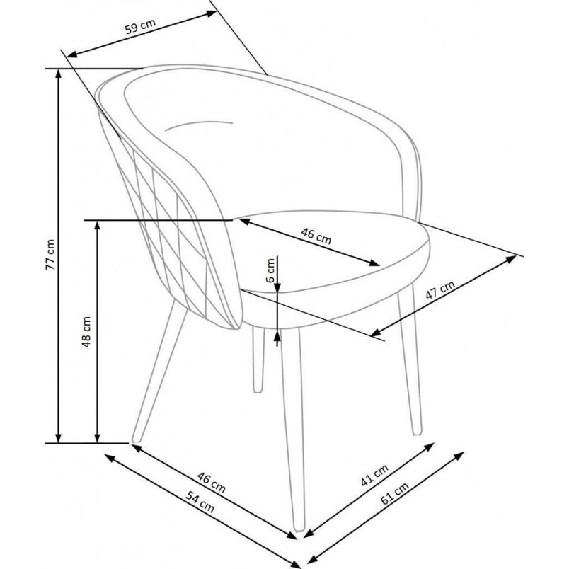 Krzesło welurowe z podłokietnikiem K430 beżowe Halmar
