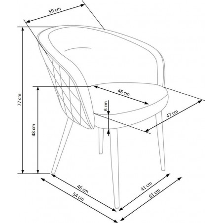 Krzesło welurowe z podłokietnikiem K430 beżowe Halmar