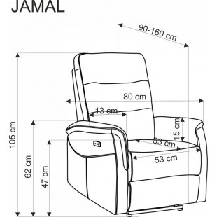 Fotel wypoczynkowy rozkładany z usb Jamal popielaty Halmar