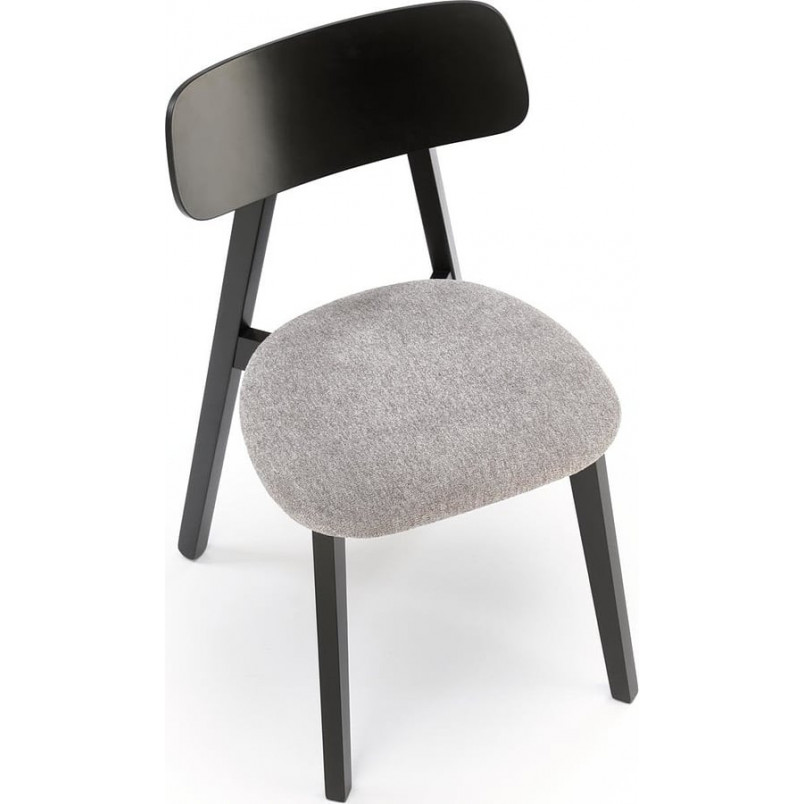 Krzesło drewniane z tapicerowanym siedziskiem Hylo popiel / czarny Halmar